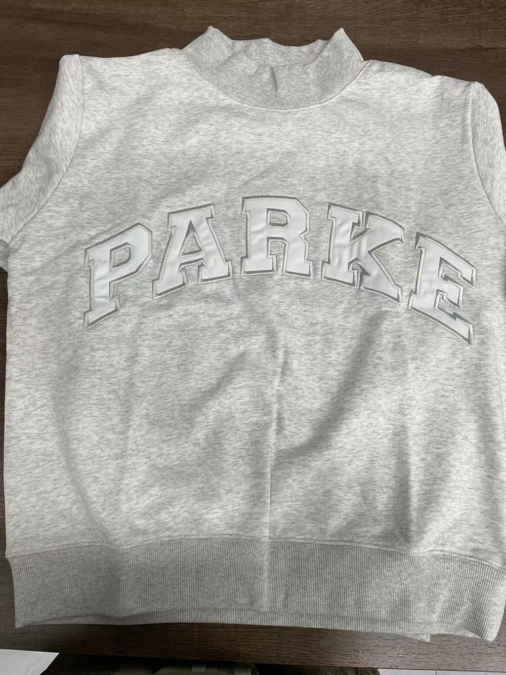 Parke Light Gray Heather Mock Neck Sweatshirt with Raised Logo